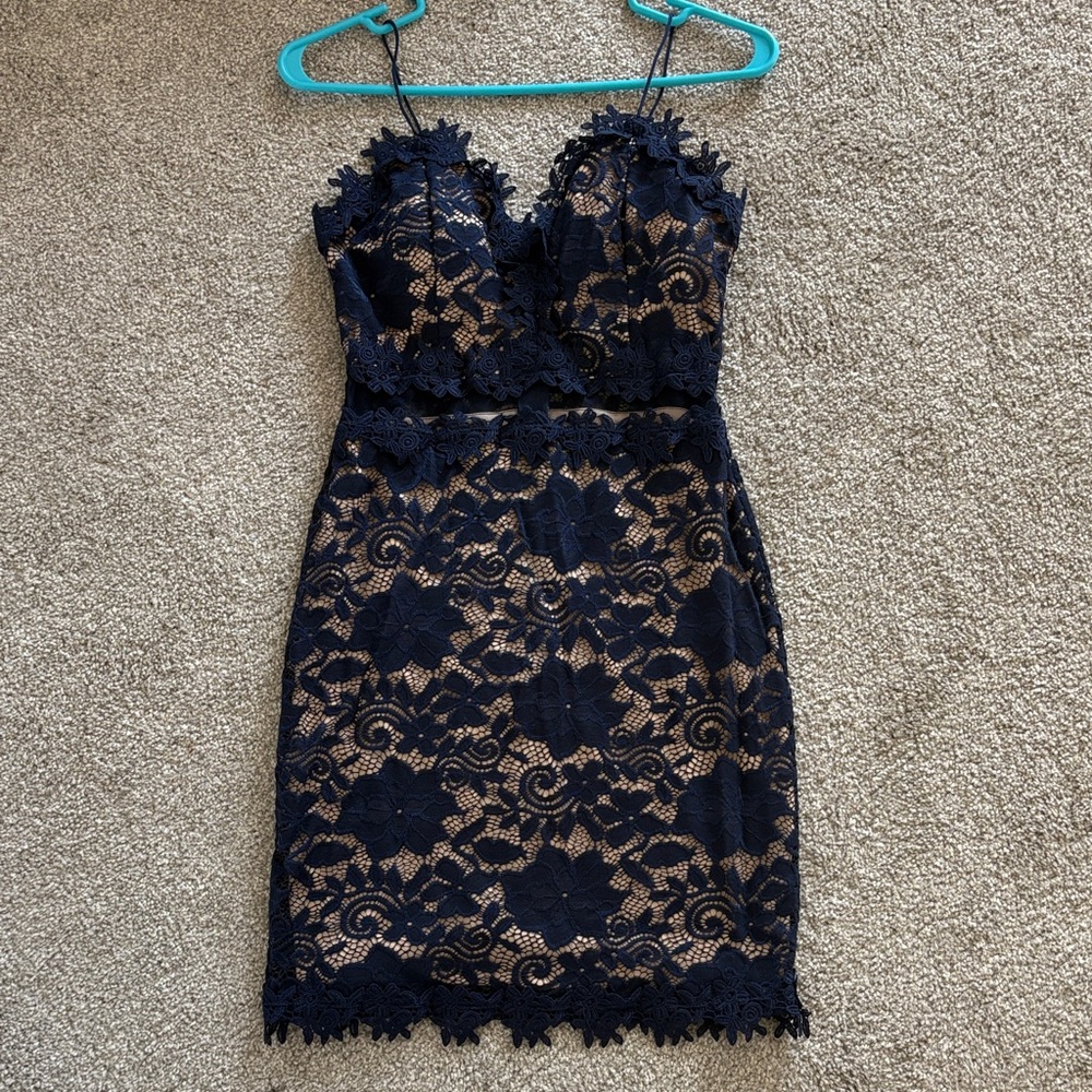 Windsor Midnight Blue Lace Mini Dress